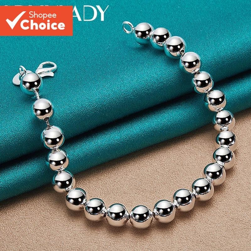 Pulseira De Contas De Prata 925 6 Mm Com Corrente De Bola Lisa Joias Perfeitas Presente De Casamento E Noivado