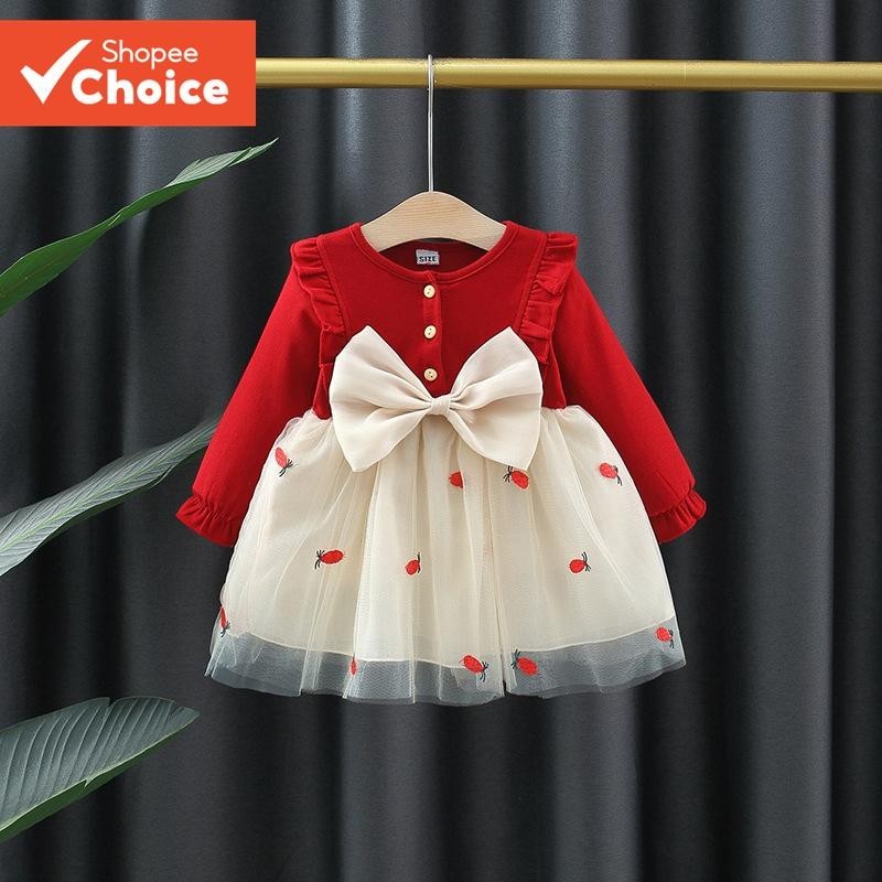 Vestido De Princesa Para Bebês Meninas Com Mangas Compridas E Nó De Laço Primavera Outono ...