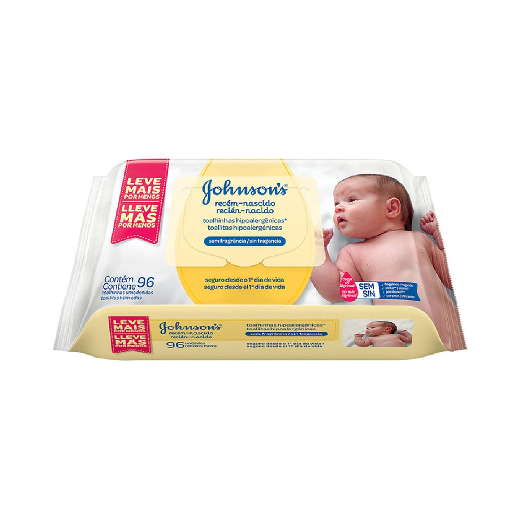 Lenço Umedecido Johnson's Baby Recém Nascido com 96 unidades