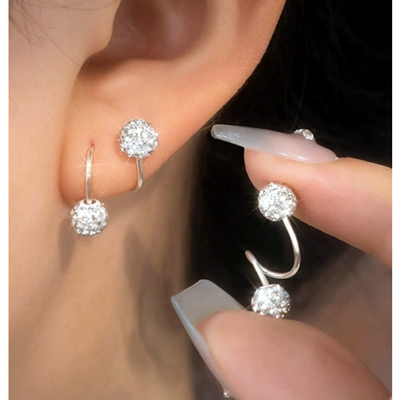 Kit 2/4/6/8/10/12 Unidades Brincos femininos de contas redondas super brilhantes em espiral em Oferta na Shopee