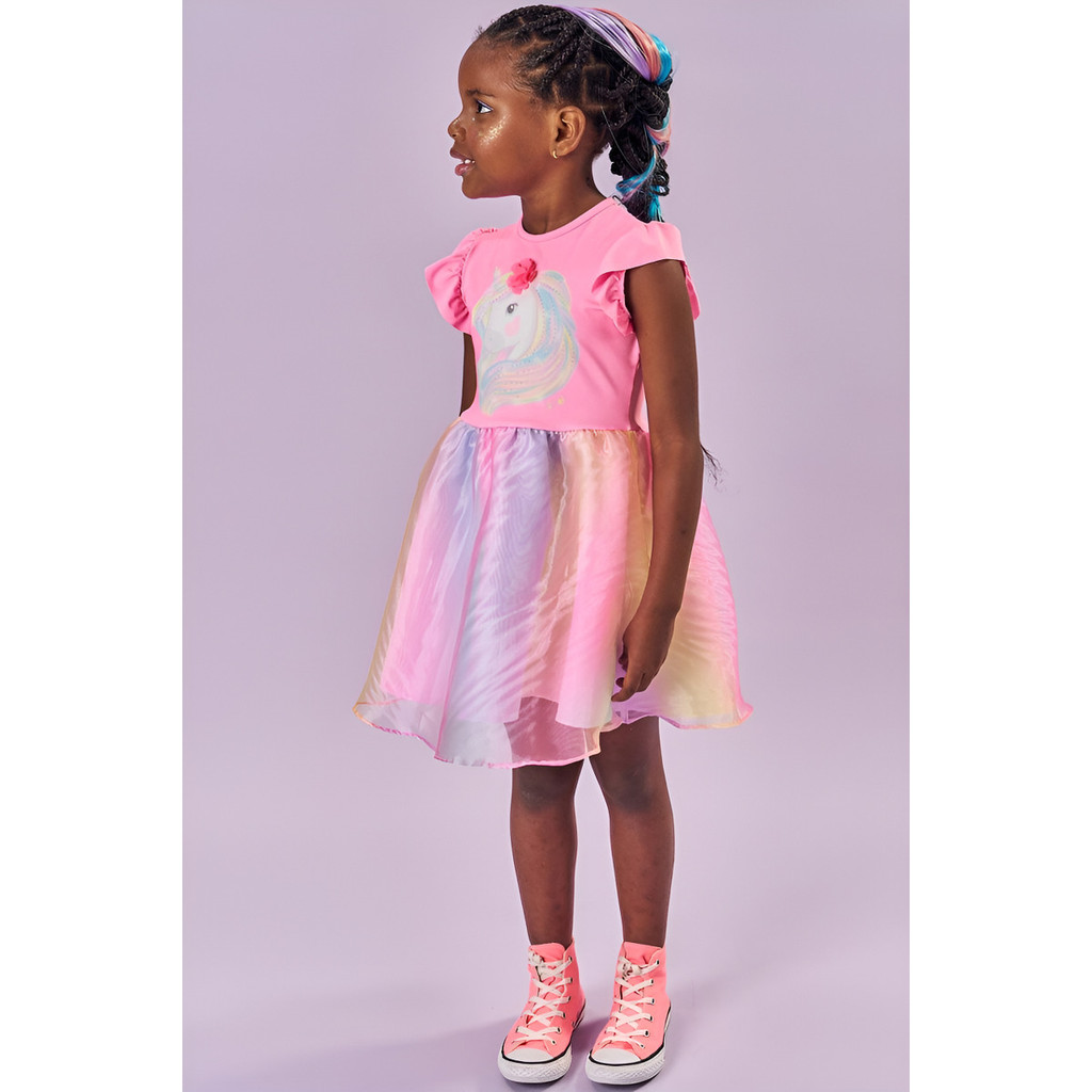 Vestido Fantasia Infantil Menina Kukie Princesa Unicórnio