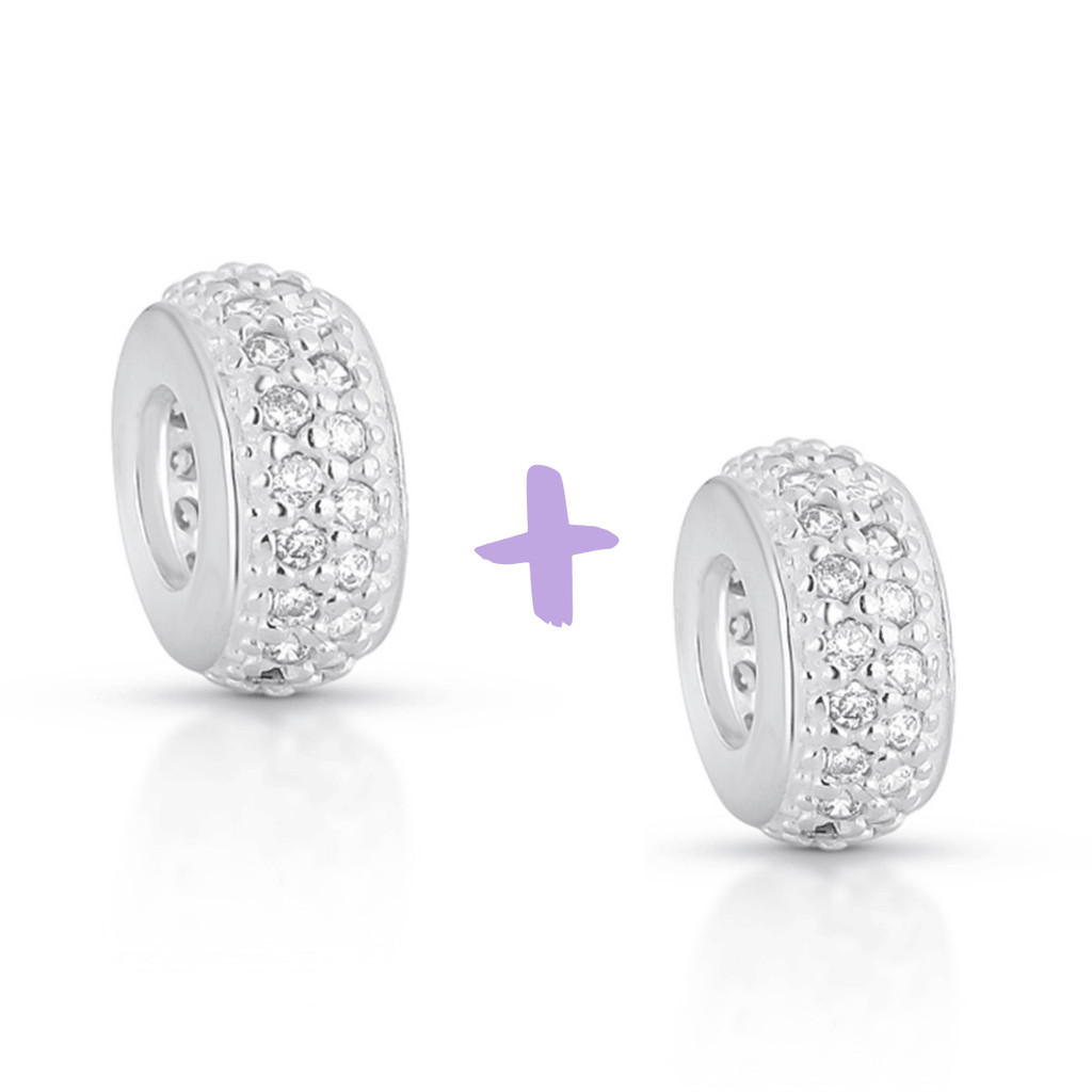 Kit 2 Berloques Separador Prata Legítima 925 Cravejado Zircônia Encaixe Universal em Oferta na Shopee