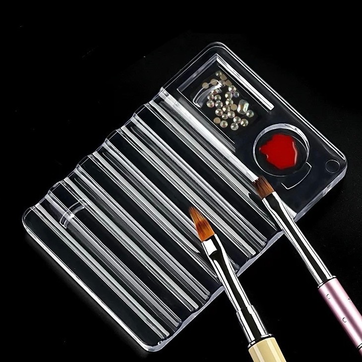 Porta Pincel e Apoiador Paleta Mistura com Glitter Material Acrílico HM-0051