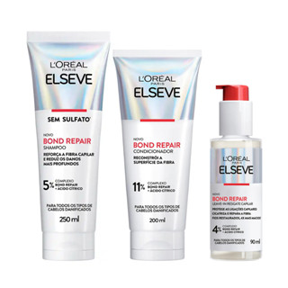 KIT ELSEVE SHAMPOO + COND + LEAVE-IN BOND REPAIR CABELOS DANIFICADOS - 3 ITENS em Oferta na Shopee