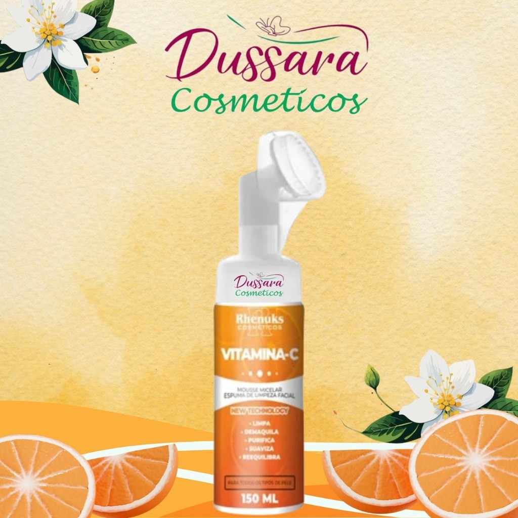 Mousse Micelar Espuma de Limpeza Facial Vitamina C 150ml - rhenuks