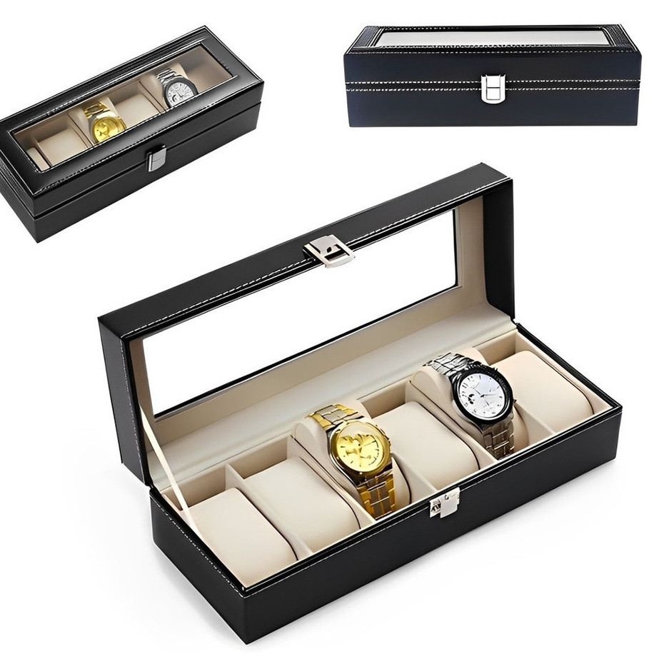 Porta Relógio Estojo Organizador Luxo Divisórias Maleta Caixa Aveludado 6/12 Divisórias em Oferta na Shopee