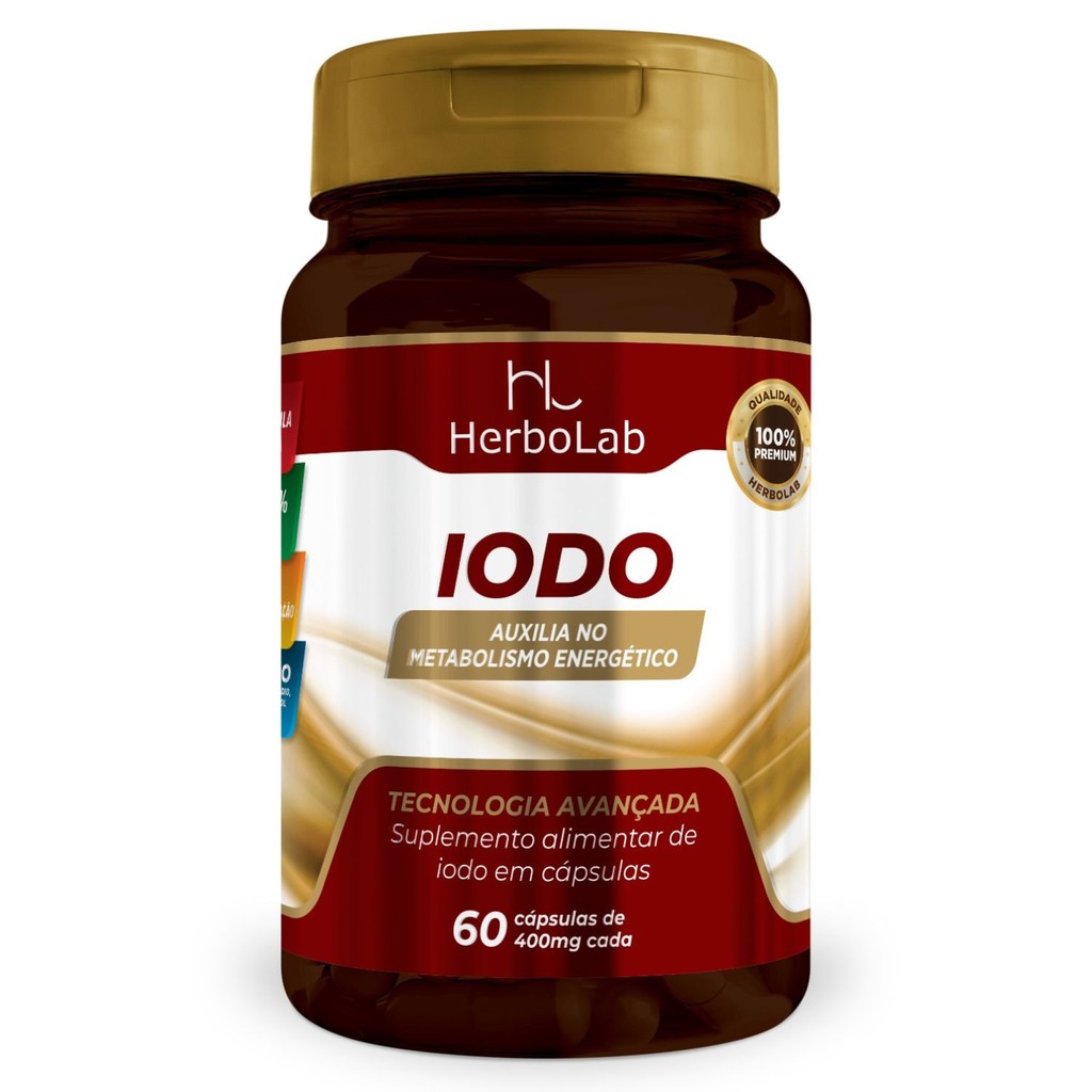 IODO -  60 Cáps 400mg Equivale A 692% Valor Diário Sabor Neutro