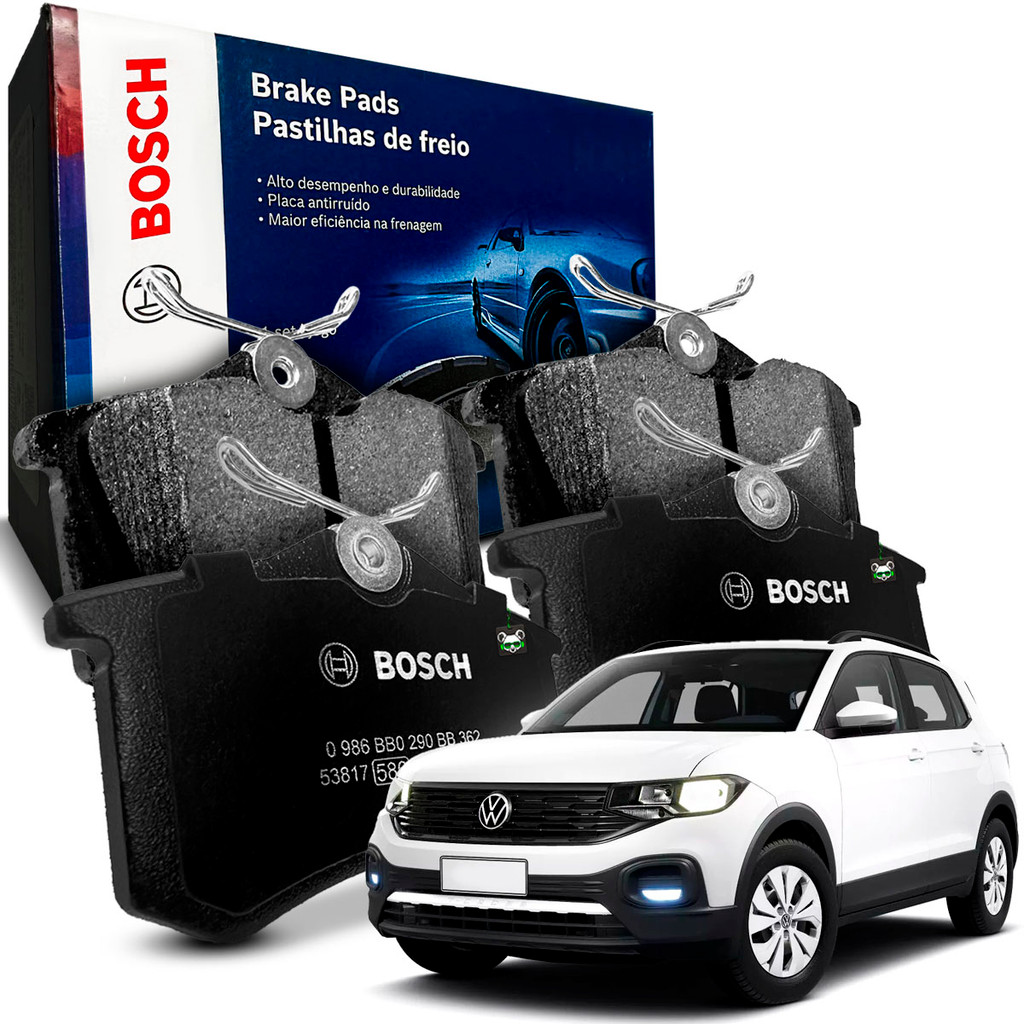 Jogo Pastilhas Freio Traseiro Bosch T-Cross 2019 2020 2021 2022 2023 2024 2025
