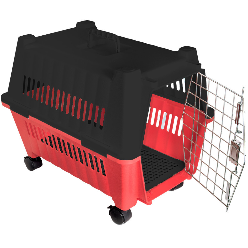 Caixa De Transporte Lig Brin N3 Premium Black/vermelho Tapete Interno Pote Trava Plástico Lig Brin