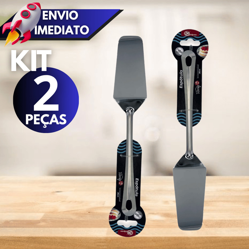 Kit 1/2 Espátula para Bolo e Torta Inox Utensílio de Confeitaria