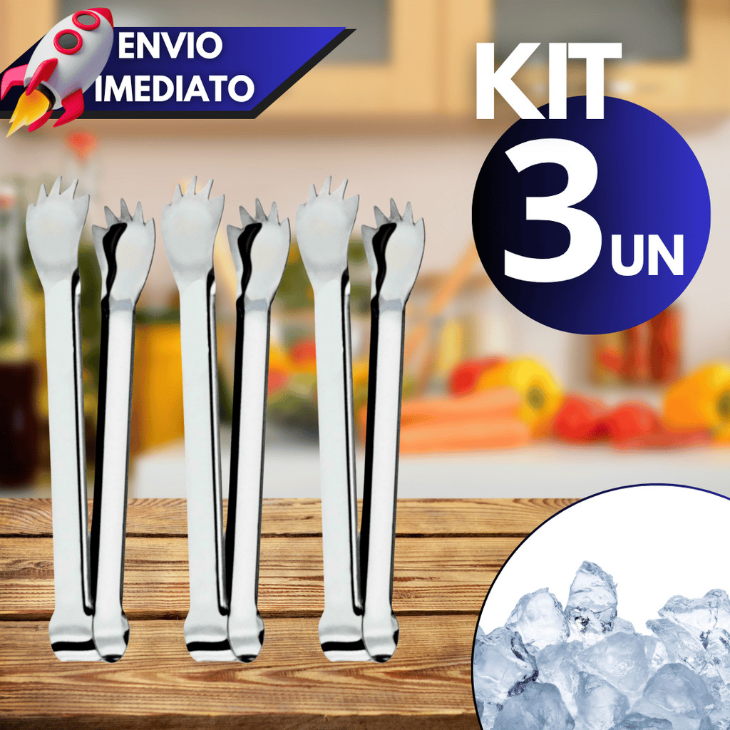 Kit 1/2/3 Pegadores de Gelo Inox Cubos Cozinha Bar Churrasco Profissional