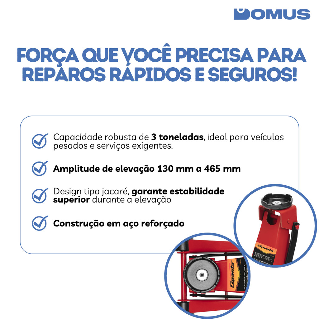 Macaco Hidráulico Tipo Jacaré 3 Ton Sparta Elevação 130 - 465 mm Automotivo Profissional — imagem 2 de 2