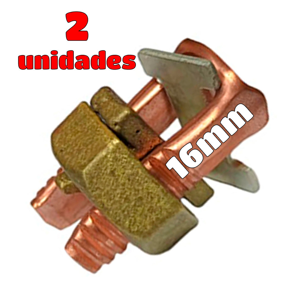 Kit 2 Split Bolt Conector Parafuso Fendido Bimetálico 16mm para Emenda Cabos Cobre Alumínio