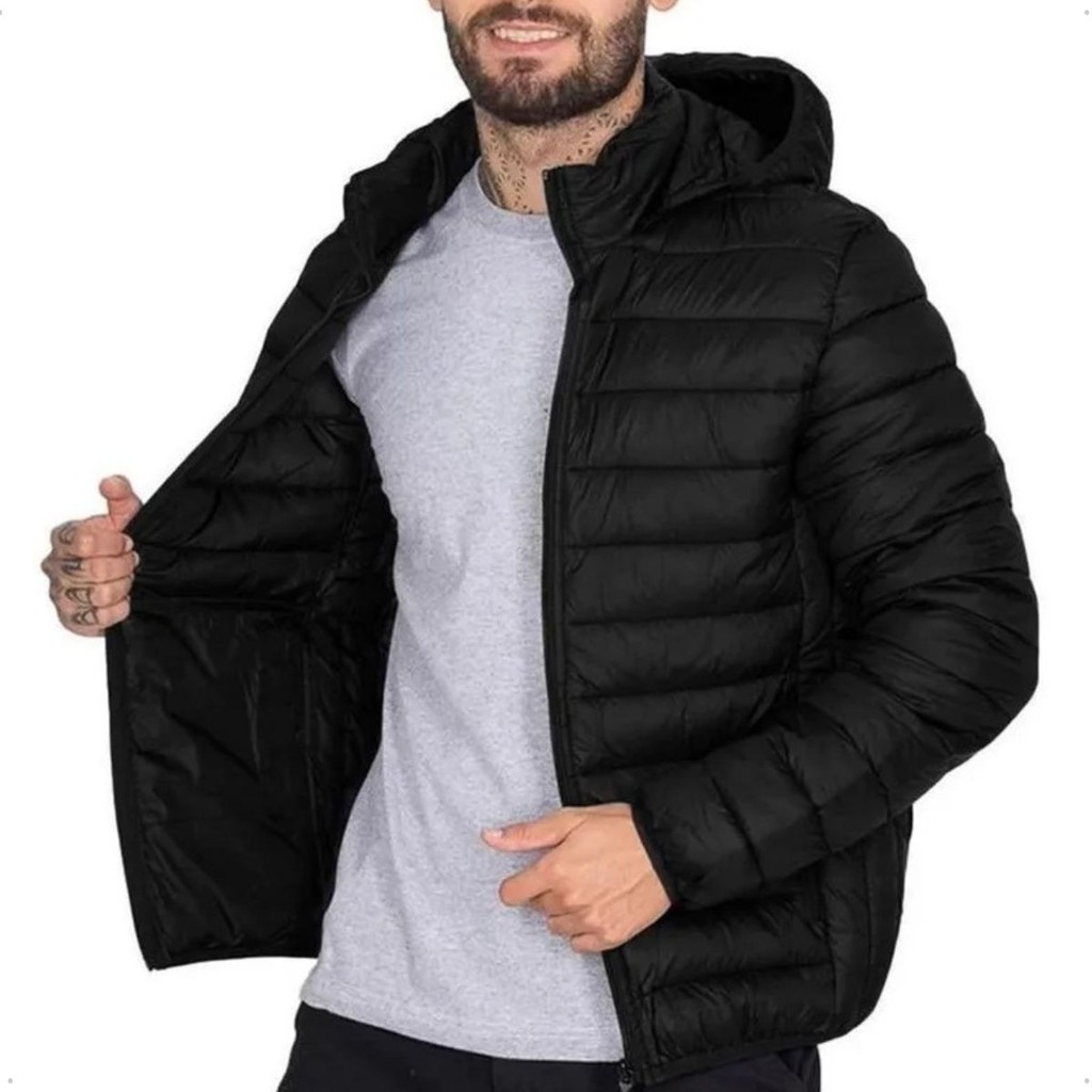 Jaqueta Puffer Blusa Casaco Bobojaco Masculino Preto Impermeável Gola Alta Blusa De Frio Térmica Promoção Inverno