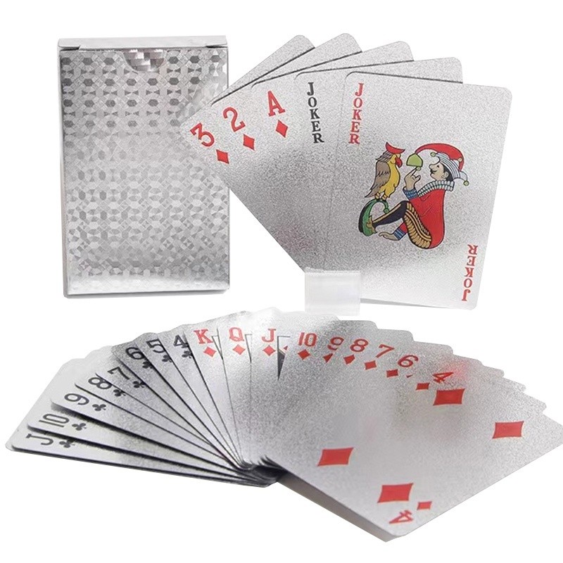 Baralho Dourado A Prova Dágua Plástico 54 Cartas Ouro Poker Dollar Truco Impermeável Canastra Prata Jogo