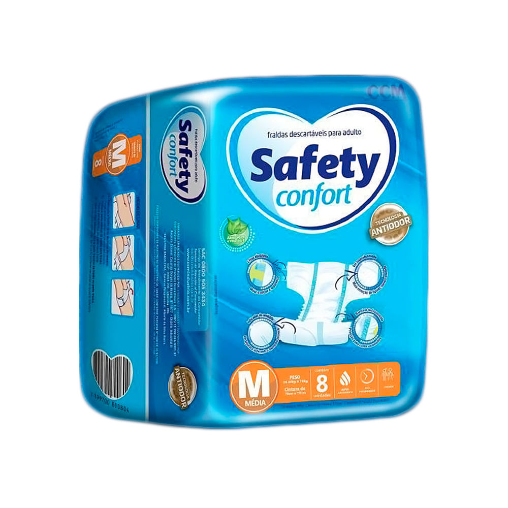 Fralda Geriátrica Safety Confort Tamanho M 8 Unidades - Health