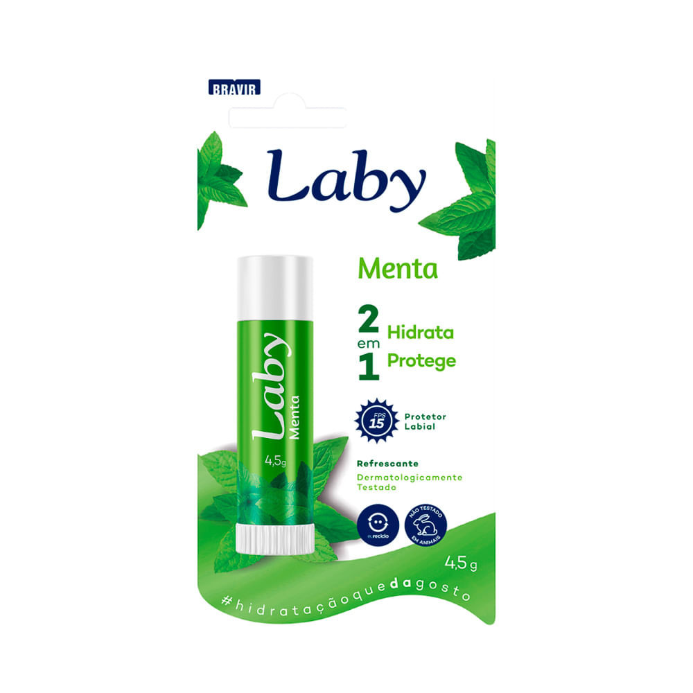 Protetor Solar Labial Laby FPS 15 Stick Sabor Menta com 4,5g - Beauty