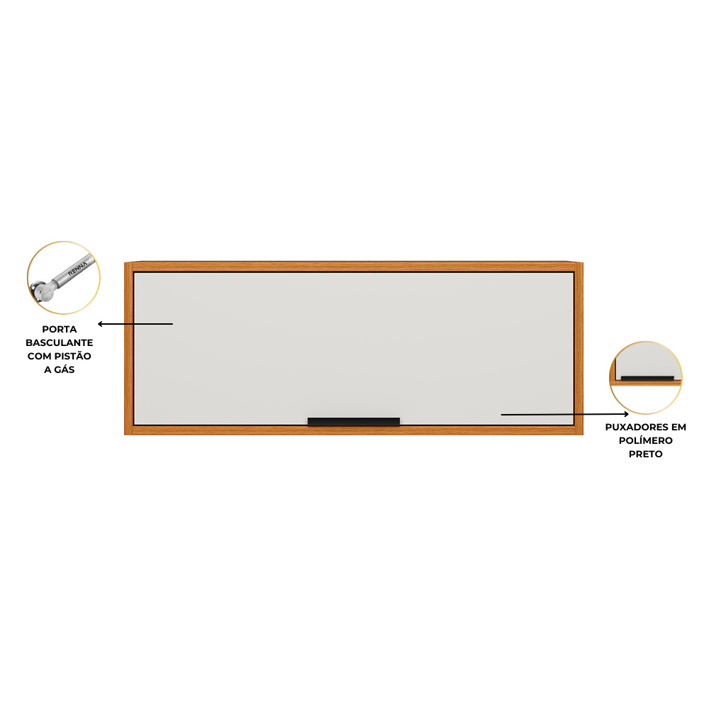 Detalhes do Armário Aéreo Geladeira 1 Porta 80cm Ravena Freijo Uv Off Acetinado - SSX Multicoisas