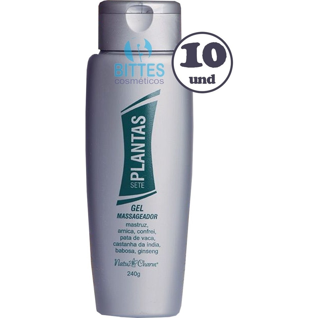 10 Gel Massageador 7 Plantas Natu Charm Cosméticos Arnica