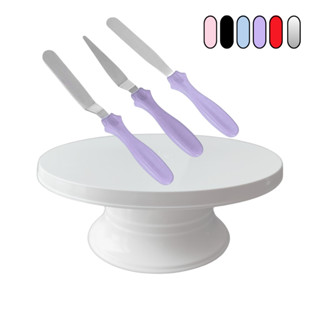 Prato Giratório + Espatulas Inox Bailarina Boleira Confeitar Decorar Alisar Enfeitar Bolo Base em Oferta na Shopee