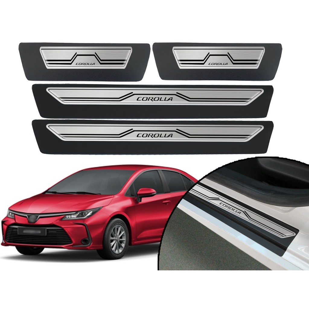 Jogo De Soleira Resinada Porta Modelo Aço Escovado Toyota Corolla 2012 2013 2014 2015 2016 2017 2018 2019 2020 2021 2022