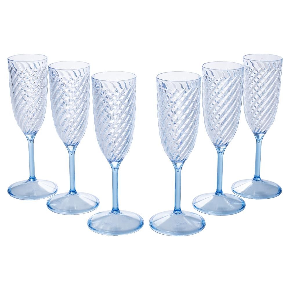 Jogo de Taças de Champagne 6 Peças Twist Azul Plástico 200 ml Plasútil em Oferta na Shopee