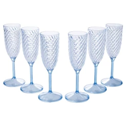 Jogo de Taças de Champagne 6 Peças Twist Azul Plástico 200 ml Plasútil