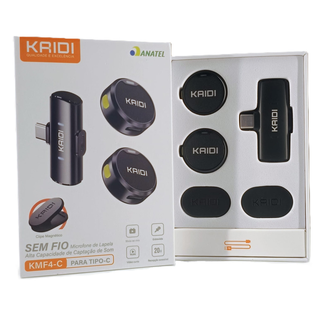 Microfone Lapela Redondo Com Imã Tipo C Sem Fio Anti Ruído Magnetico