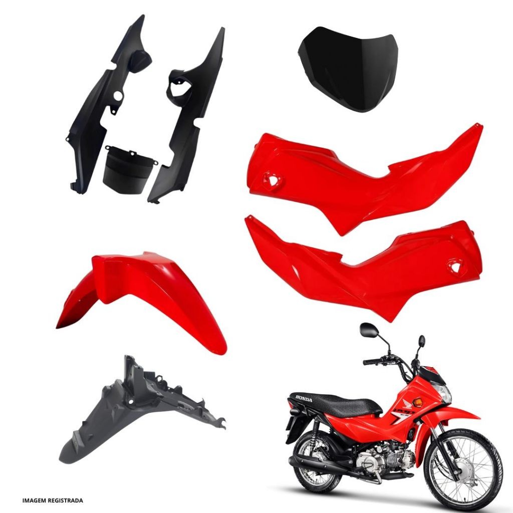 Kit Carenagem Paralama Rabeta 5 Peças Honda Pop 110 2016 A 2023 Preto