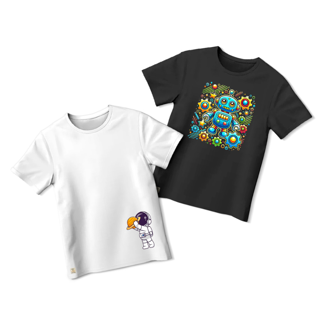 Kit 2 Camiseta Infantil estampada diversas estampas camisa 100% algodão