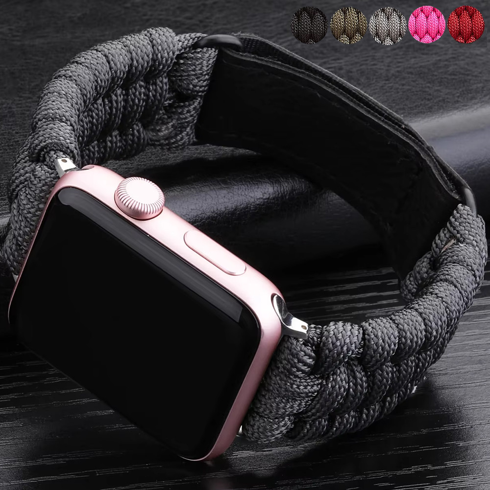 Pulseira De Corda De Sobrevivência Ao Ar Livre Para App le watch 45mm 49mm 40/44/41mm Smartwatch Relógio Inteligente Sér