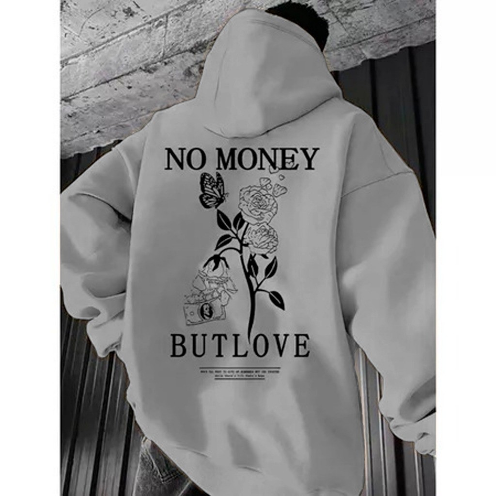 Moletom Canguru No Money But Love Capuz e Bolso Flanelado Unissex Masculino Feminino Blusa De Frio