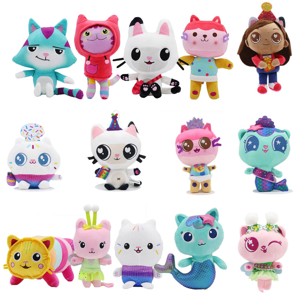 Pelúcia de Sereia dos Gatos da Gabby's Dollhouse - Adorável Boneco de Pelúcia com Cauda |   Brinquedo de Gato Fofo e Cal