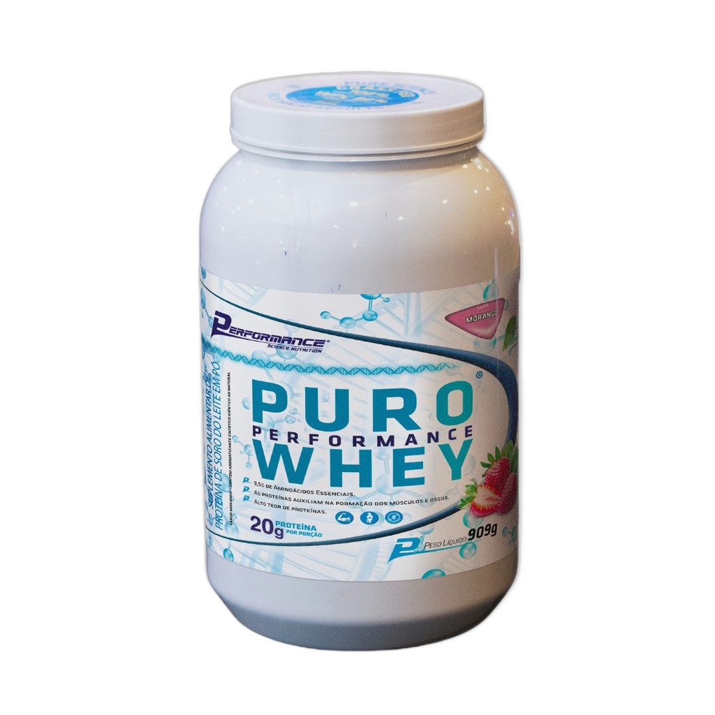 PURO PERFORMANCE WHEY SABOR MORANGO 909G