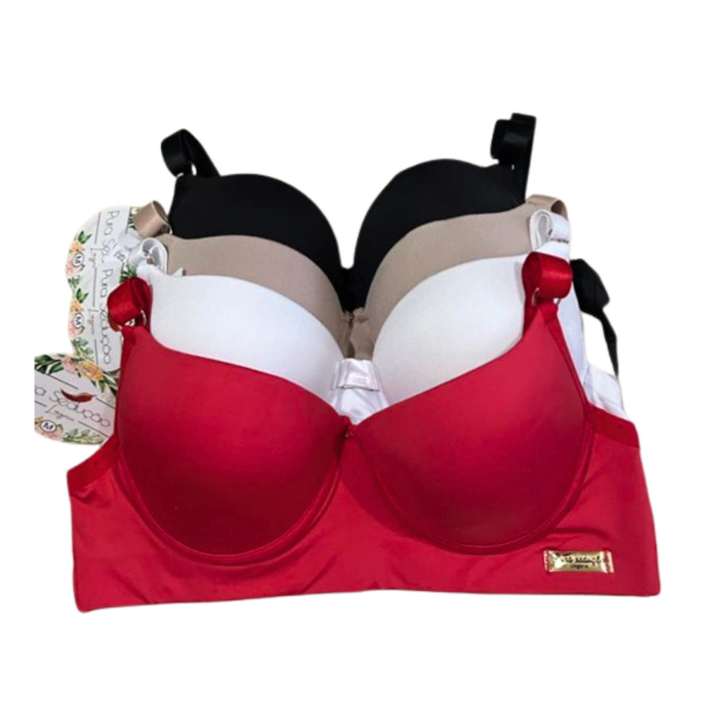 KIT C/4 Sutiã Básico Reforçado Com Bojo Do P Ao Gg Direto da Fábrica Promoção em Oferta na Shopee