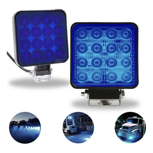 Par Farol De Led Azul Para Pulverizador 48w Lente 5d 11cm Colheitadeira, Empilhadeira, Carreta, Troller, jeep Kit 2