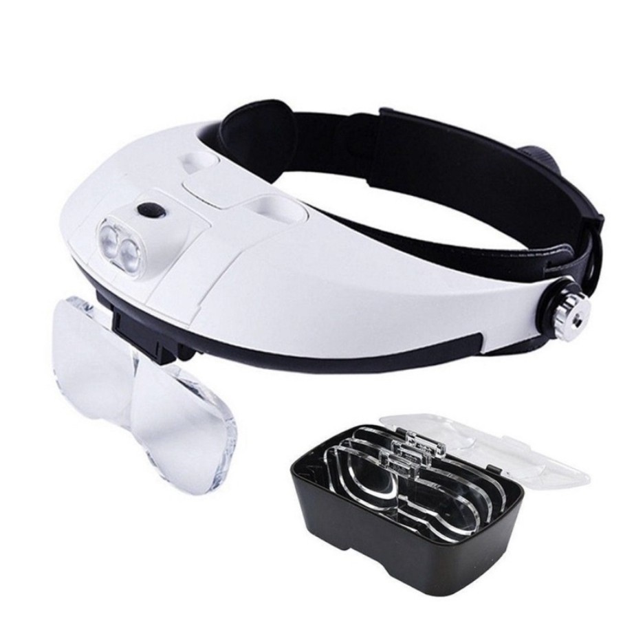 Super Lupa De Cabeça Com Led Profissional 2 Leds + 5 Lentes Aro Ajustável GB