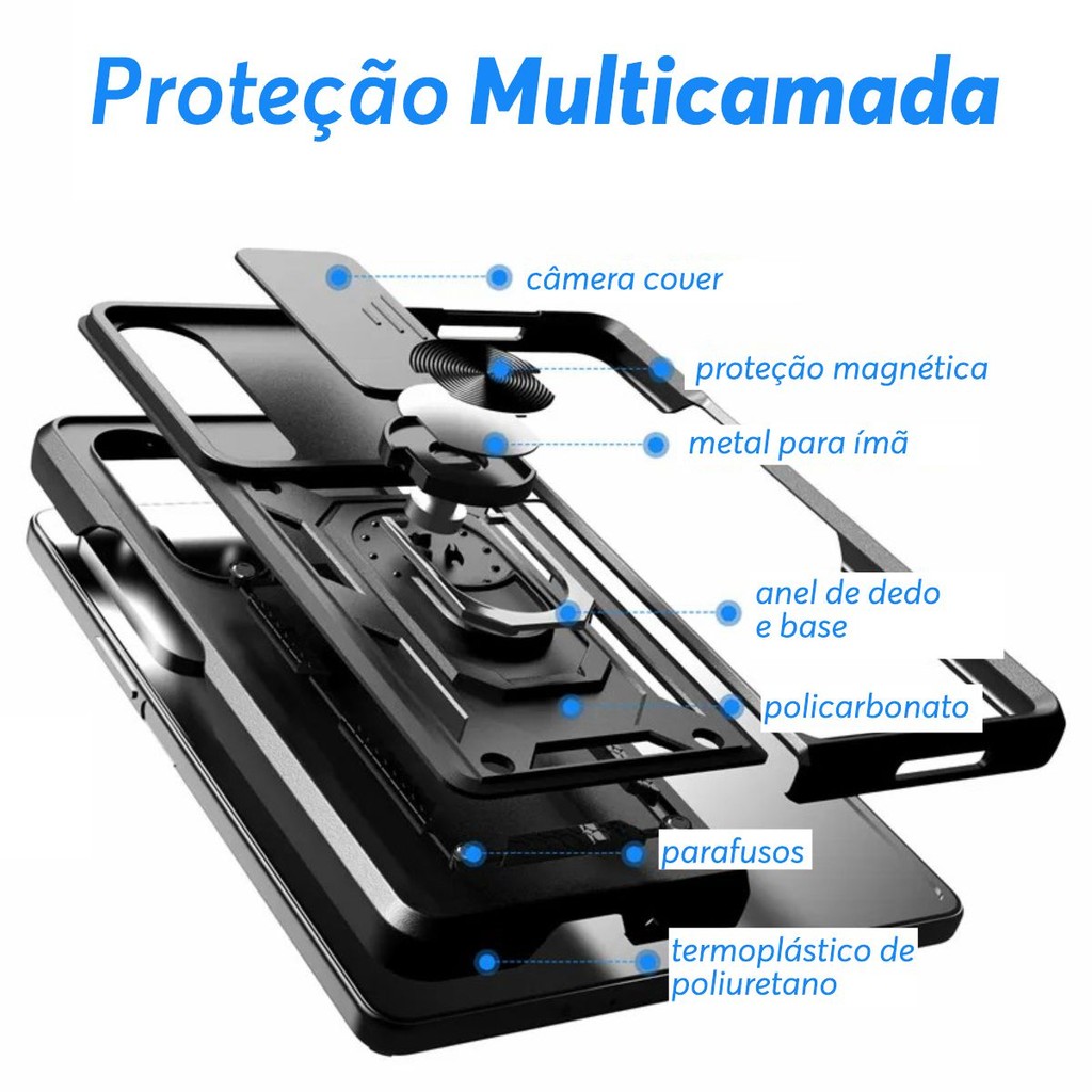 Capa Capinha Case Compatível com Samsung Galaxy Z Fold 4 - Protetora Militar Anti Impacto Queda Armadura