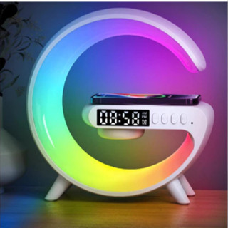 Caxinha de Som G -Speaker COR BRANCA Com Relógio Luminária Bluetooth Inteligente Carregador Sem Fio Led Luz Rgb-TC em Oferta na Shopee