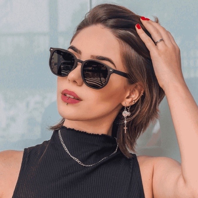 Óculos de Sol Feminino Retangular Clássico Estiloso hexagonal em Oferta na Shopee