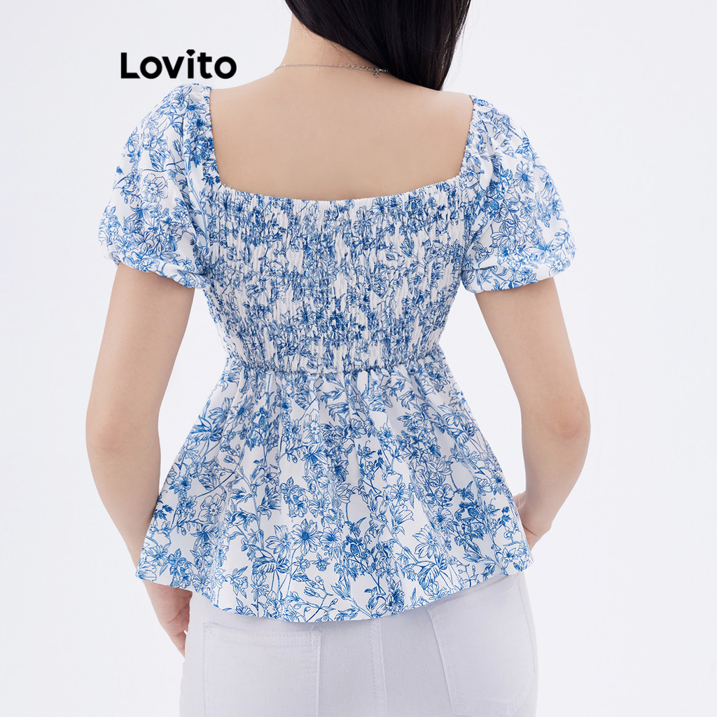 (Trendy) Lovito Blusa Boho Blusa Floral Ditsy Para Mulheres L109MD215 - Women Clothes