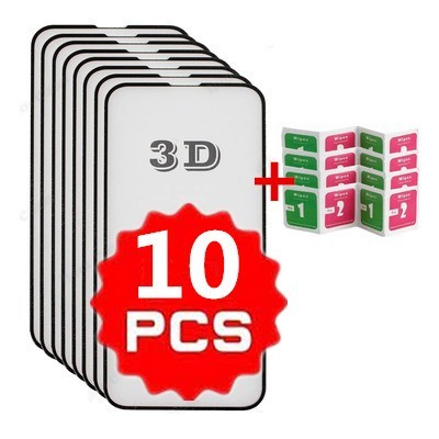 KIT Com 10 Película De Vidro 3D 9D Xiaomi Note 7/8/8T/9/9S/9 Pro/Note 10/10S/Redmi 9/9T/9A/9C/11