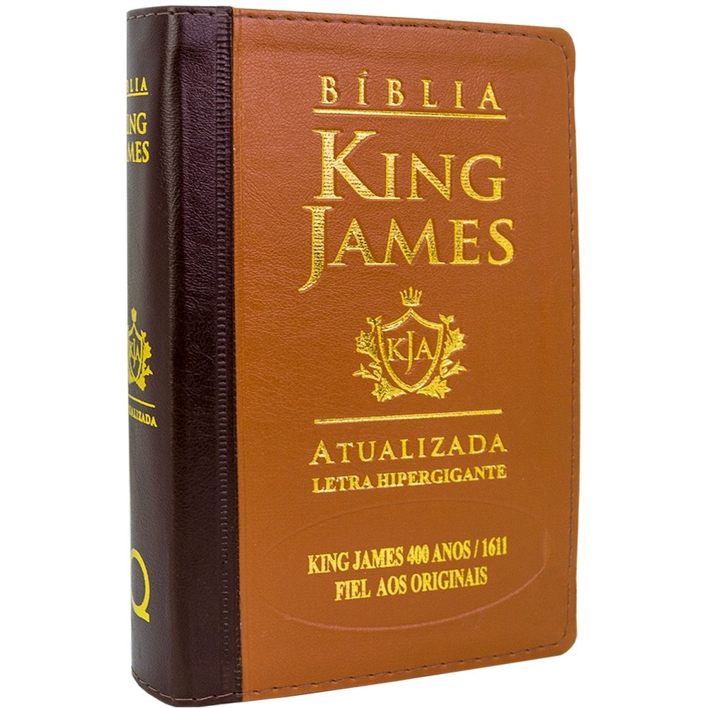 Bíblia King James Atualizada 400 Anos Letra Hipergigante - Luxo Marrom Bicolor em Oferta na Shopee