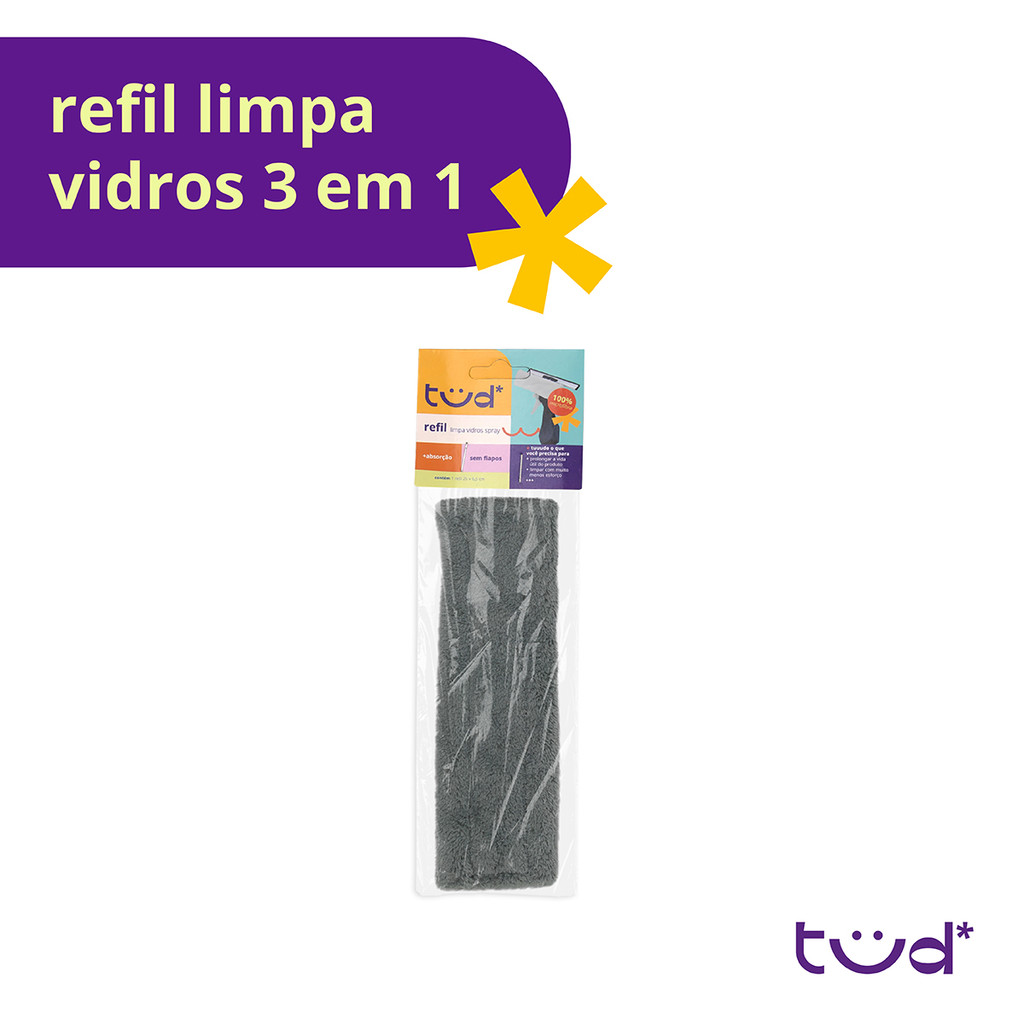 Detalhes do Refil de microfibra para limpa vidros spray 3 em 1 - Tud