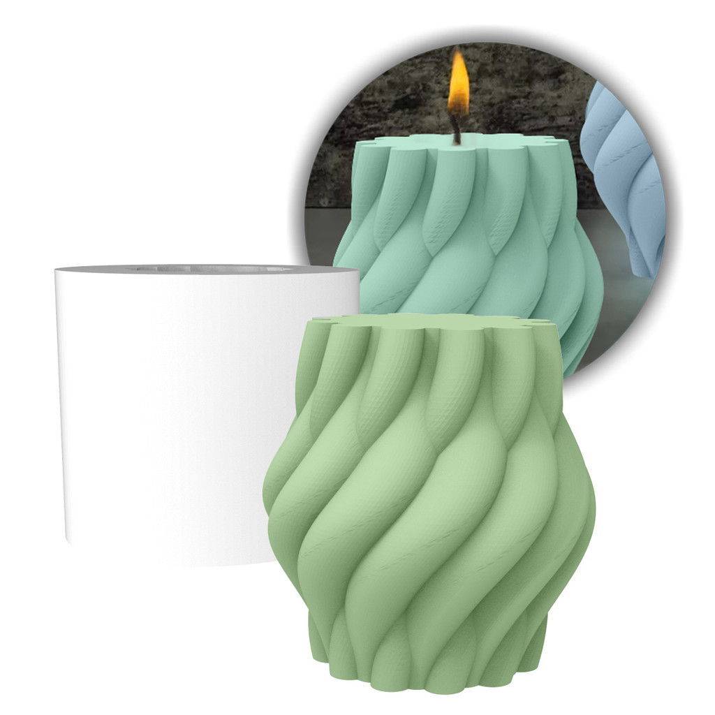 Forma de Silicone Vela Cilíndrica Geométrica Torcida Trançada para Artesanato DIY Lembrancinha