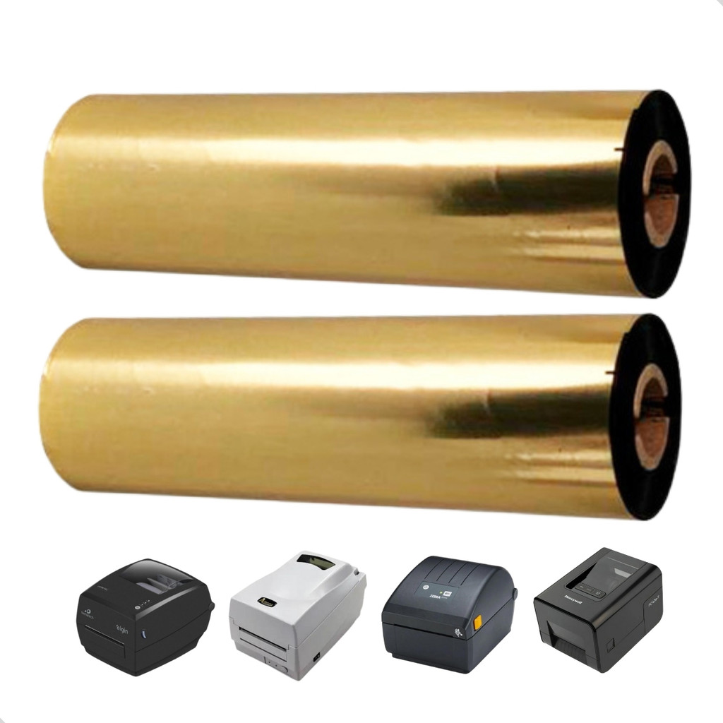 2Un Ribbon Misto 110X74m Preto K115 Impressora Térmica Etiqueta Bopp Couche Zebra Argox Elgin