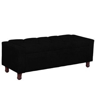 Calçadeira Baú Casal King Size Estofada Valencia Veludo Cor Preto em Oferta na Shopee