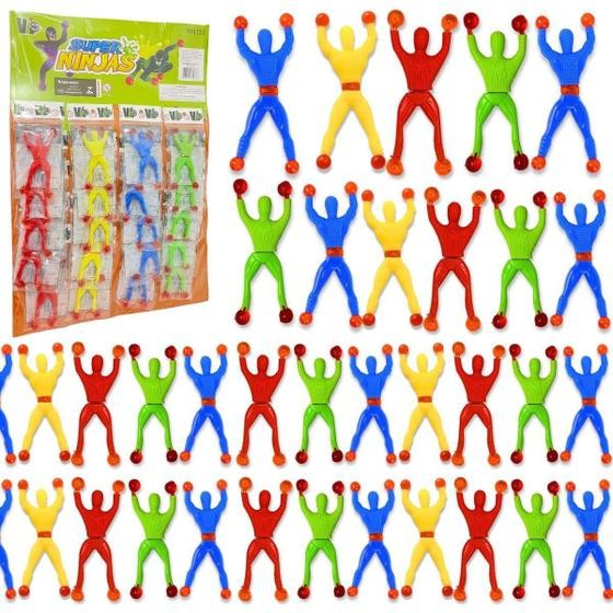 KIT 20 Super Ninja Boneco Gruda Parede Escala Grude Vidro