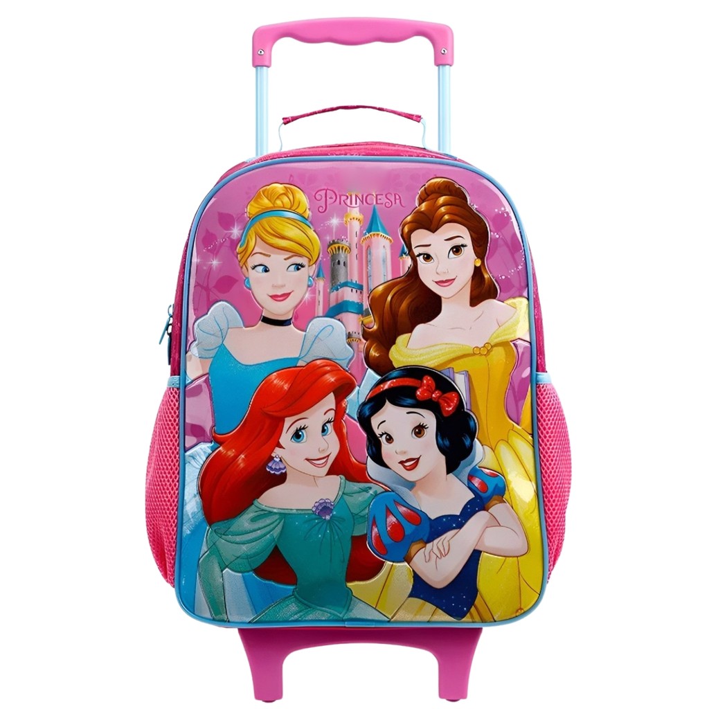 Mochila Infantil Escolar C/ Rodas Princesas Cor Rosa 18l - Baby & Kids Fashion