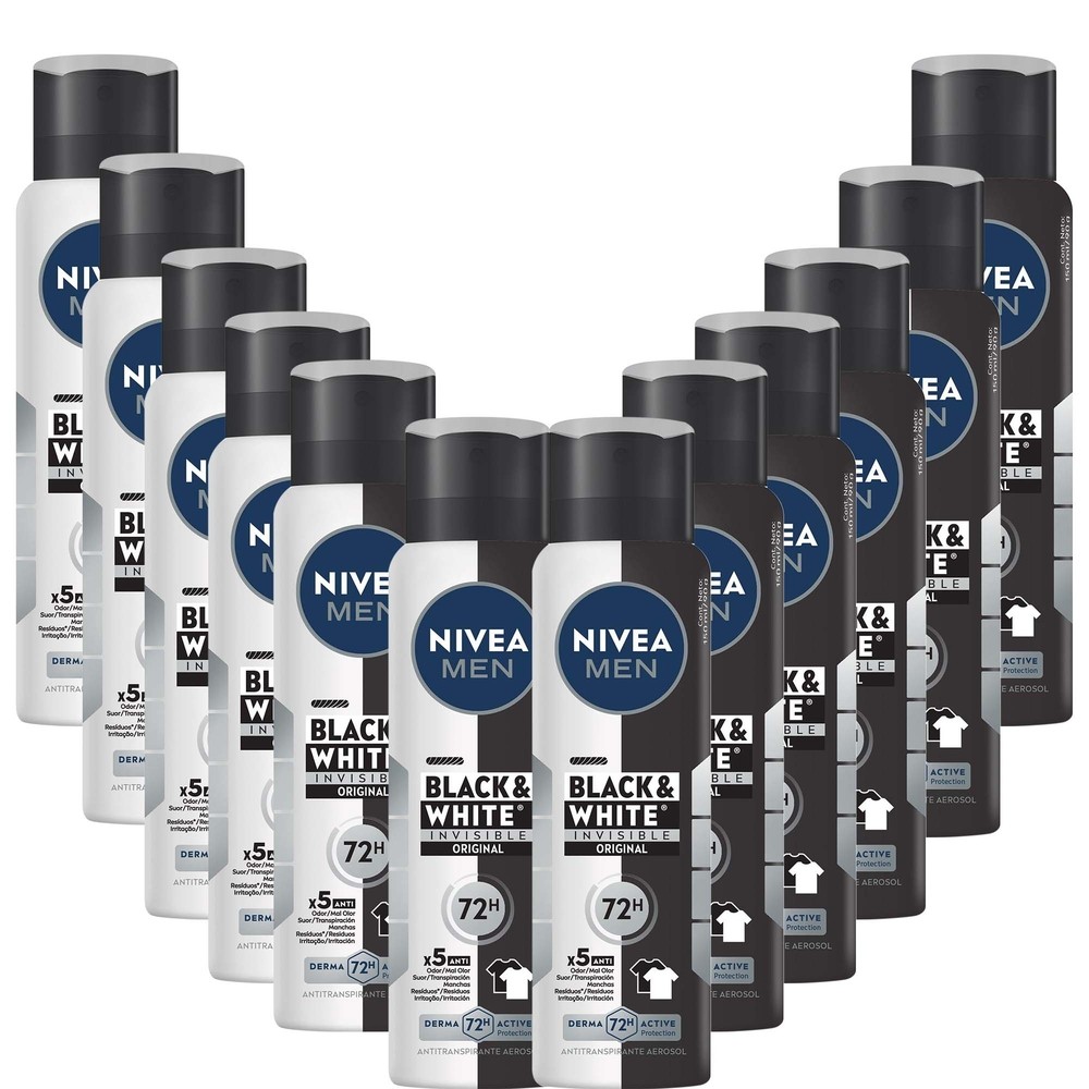 Kit 12 un Desod Aero Nívea Masculino Invisible B&W 150ml em Oferta na Shopee